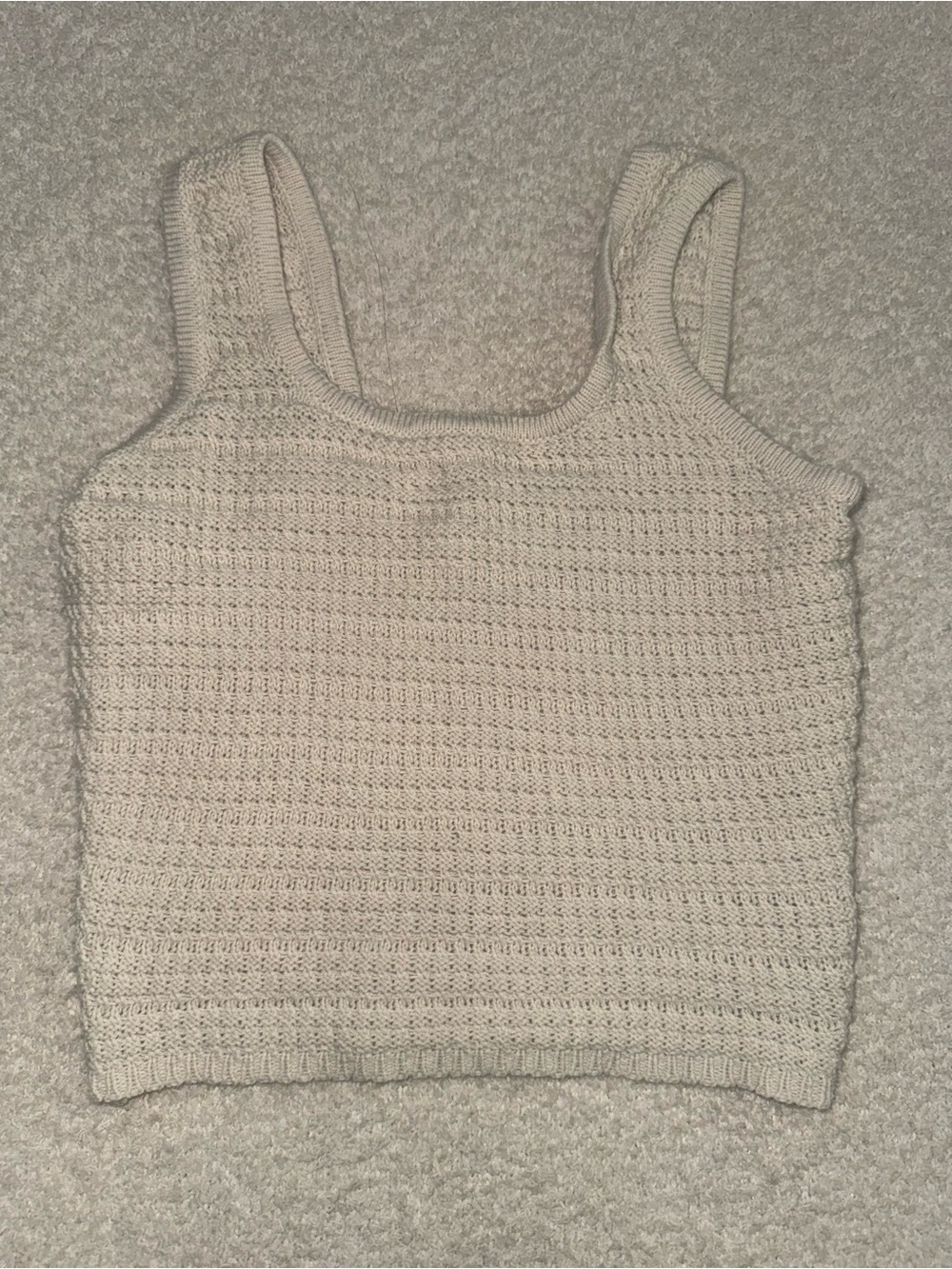 Crochet Square-Neck Tank Top in Cream